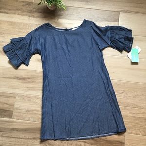 Girls Chambray Polka Dot Dress